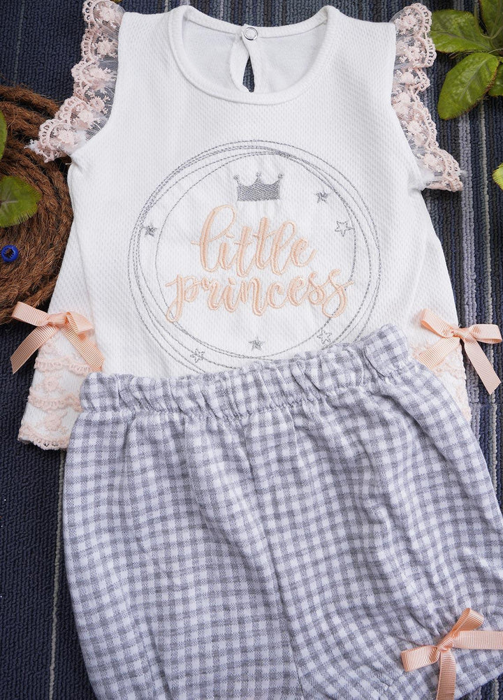 Sanaulla Exclusive Range Cotton Fancy Girls Suits -  128202 Off White