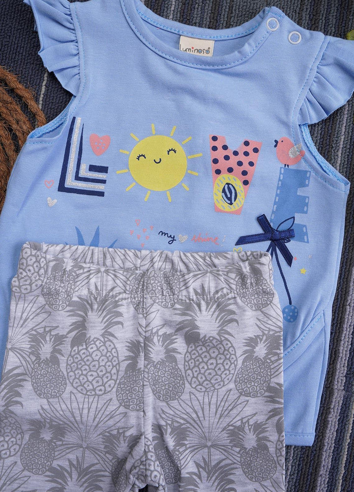 Sanaulla Exclusive Range Cotton Fancy Suits for Girls -  130536 Light Blue