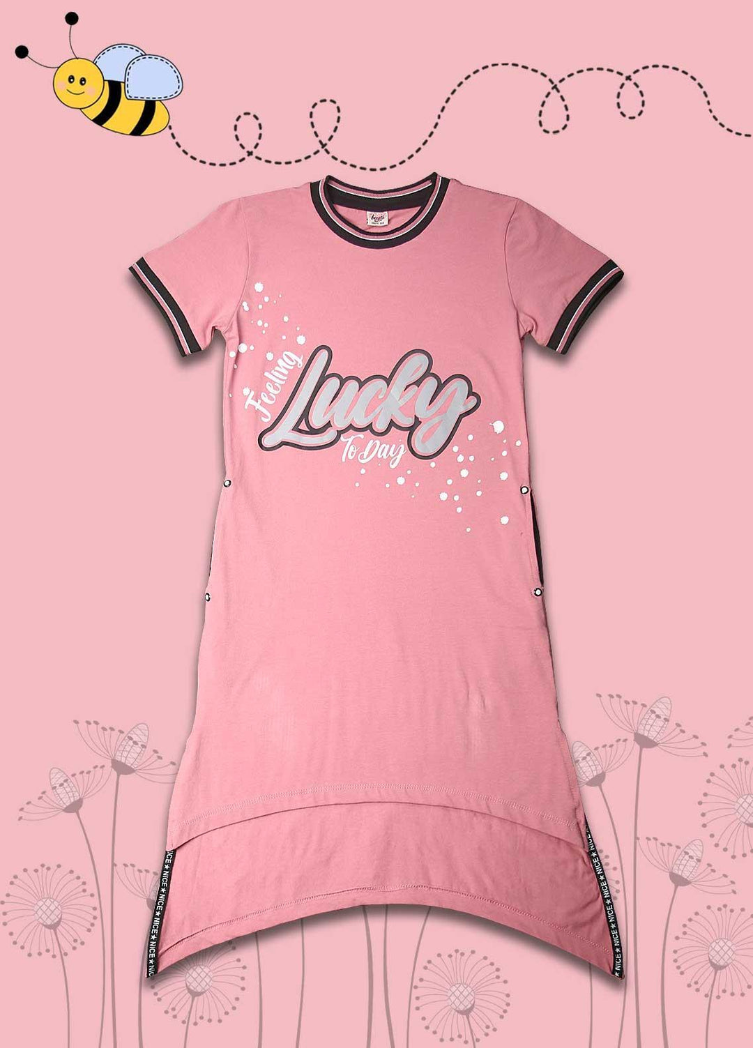 Sanaulla Exclusive Range Cotton Fancy T-Shirts for Girls - 114095 Pink