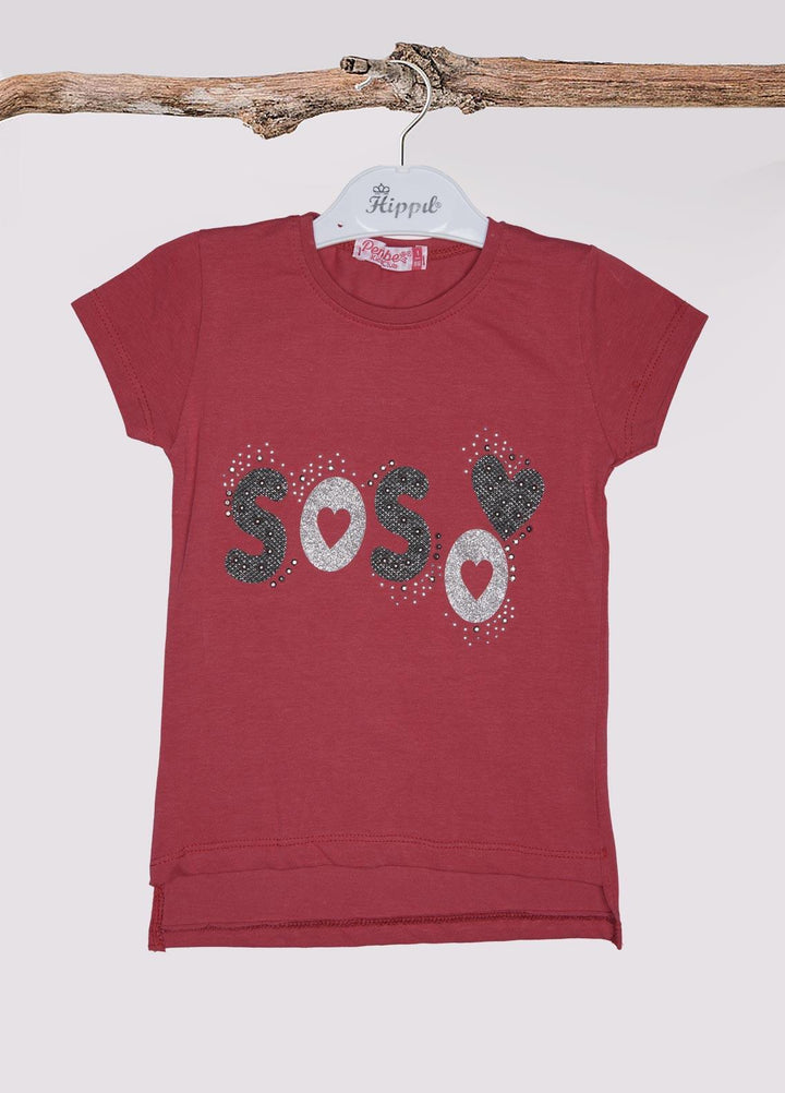 Sanaulla Exclusive Range Cotton Fancy T-Shirts for Girls -  3046 Dark Pink