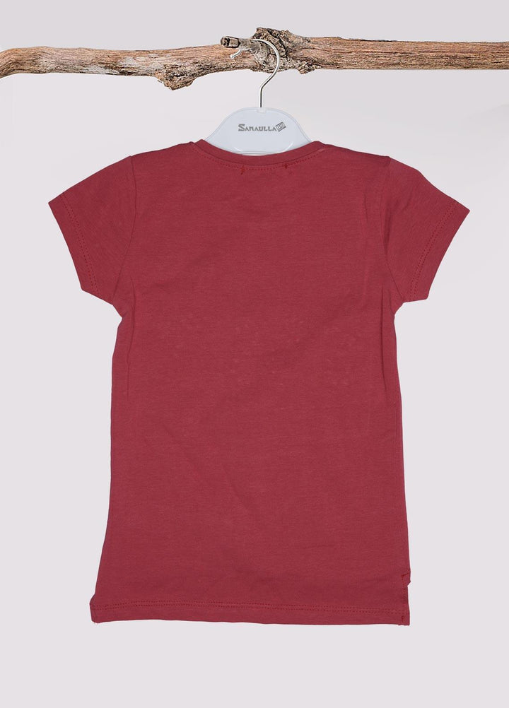 Sanaulla Exclusive Range Cotton Fancy T-Shirts for Girls -  3046 Dark Pink