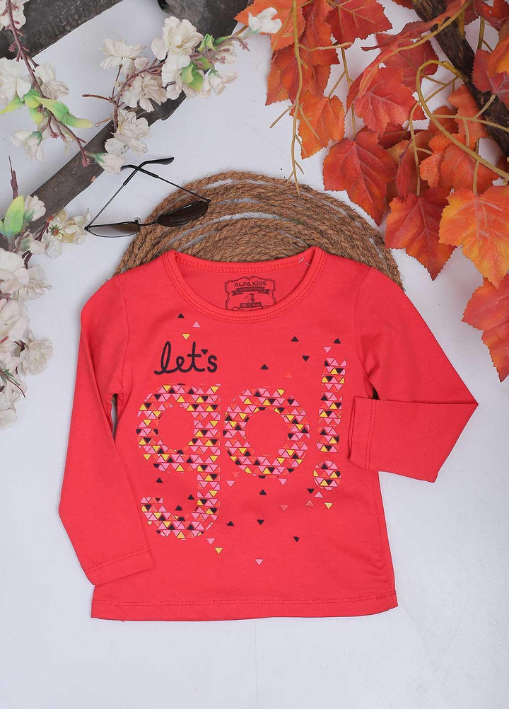 Sanaulla Exclusive Range Mix Casual Girls T-Shirts -  10367 Red