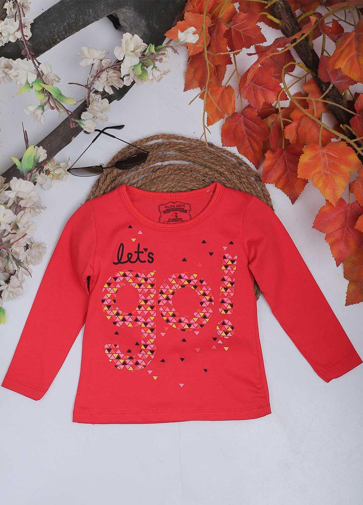 Sanaulla Exclusive Range Mix Casual Girls T-Shirts -  10367 Red