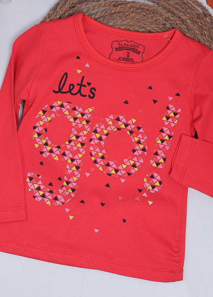 Sanaulla Exclusive Range Mix Casual Girls T-Shirts -  10367 Red