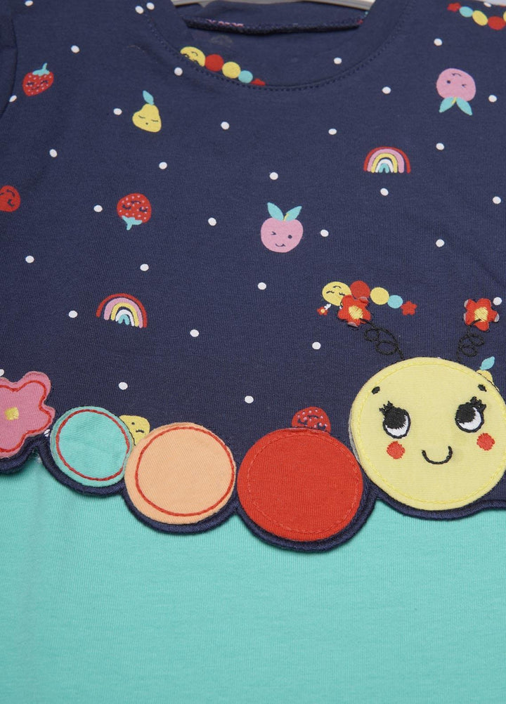 Sanaulla Exclusive Range Cotton Fancy Girls T-Shirts -  D-112559 Green