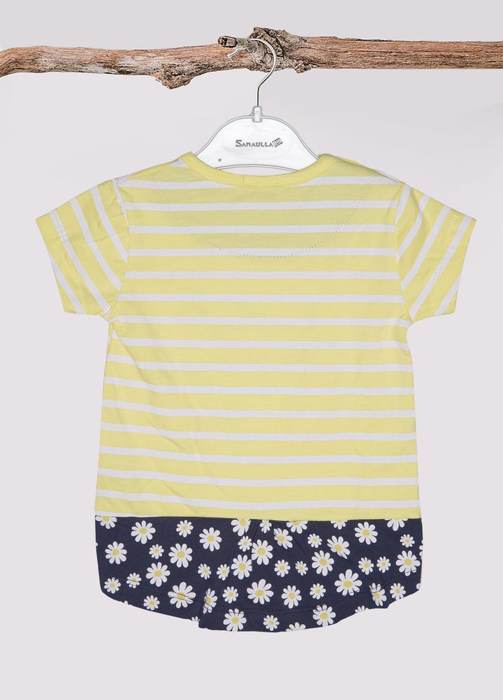 Sanaulla Exclusive Range Cotton Fancy T-Shirts for Girls -  D-113170 Yellow