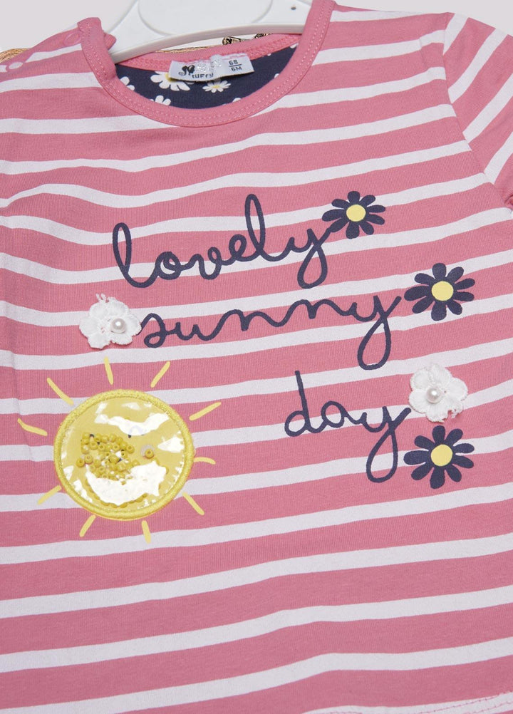 Sanaulla Exclusive Range Cotton Fancy Girls T-Shirts -  D-113170 Pink