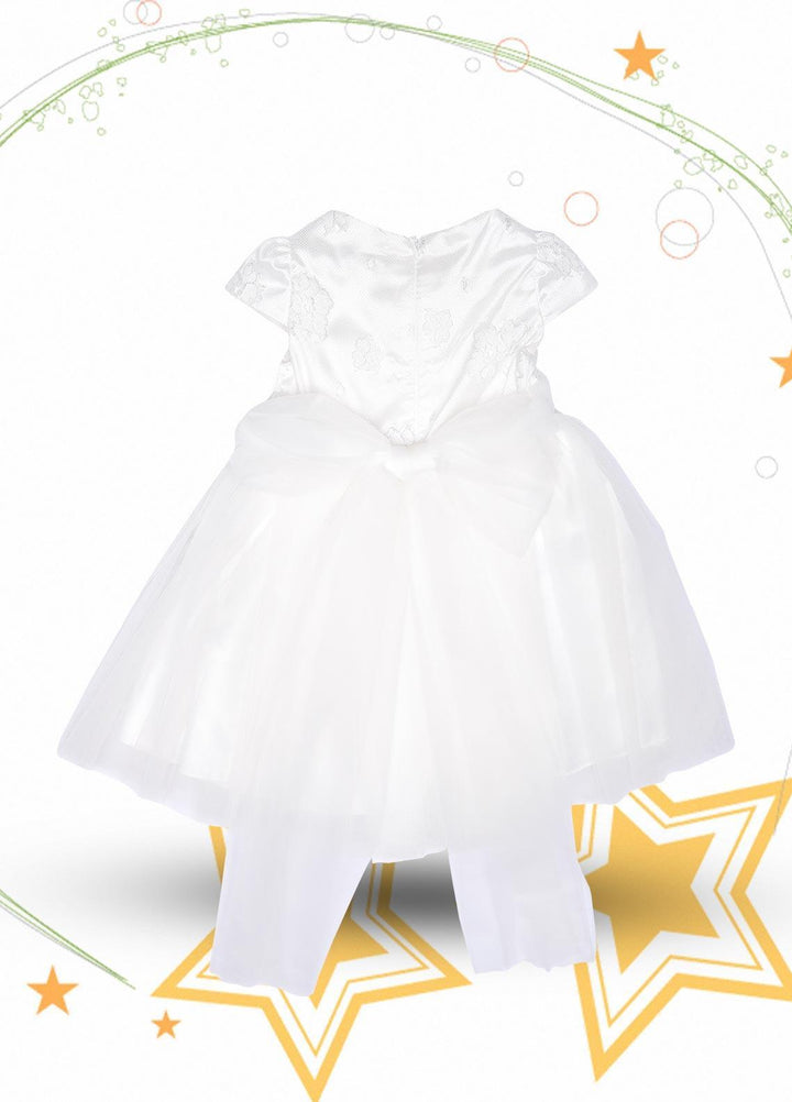 Sanaulla Exclusive Range  Fancy Girls Frock -  4013 White