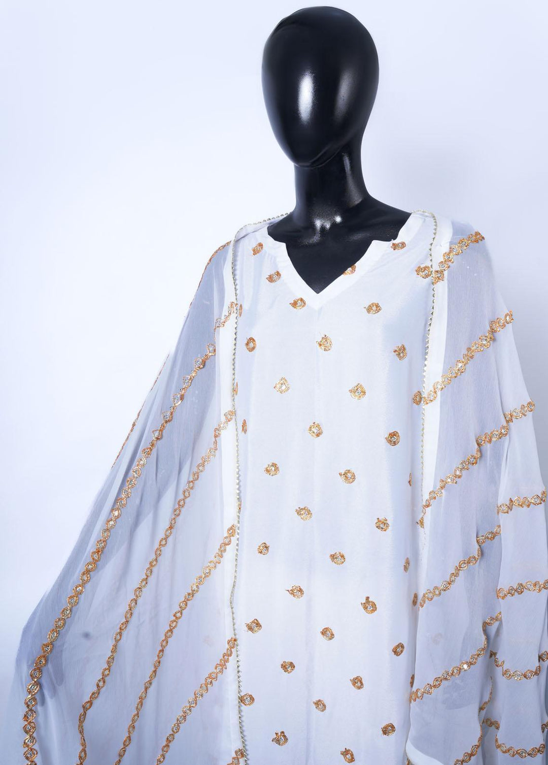 Gold Capsule By Vibgyor Fashion Embroidered Silk Suits Unstitched 3 Piece D1-G23 GOLD LINEA WHITE - Premium Collection