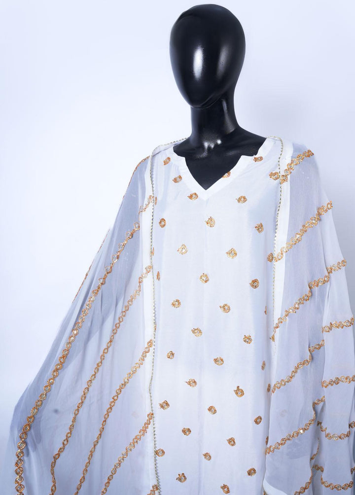 Gold Capsule By Vibgyor Fashion Embroidered Silk Suits Unstitched 3 Piece D1-G23 GOLD LINEA WHITE - Premium Collection
