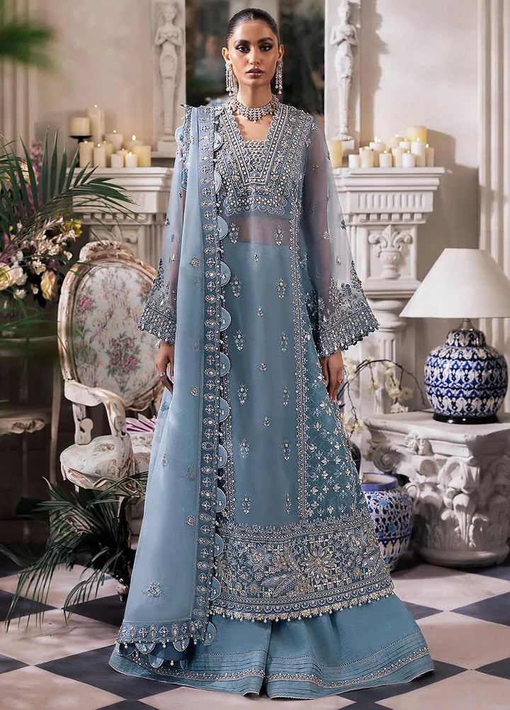 Gossamer By Zaha Embroidered Organza Suit Unstitched 3 Piece ZL24G D-07 Azura - Formal Collection