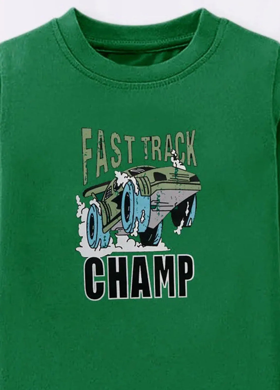 Baby Nest Green Fast Car Track Champ Printed Full Sleeves T shirt for Kids - BNDR-59
