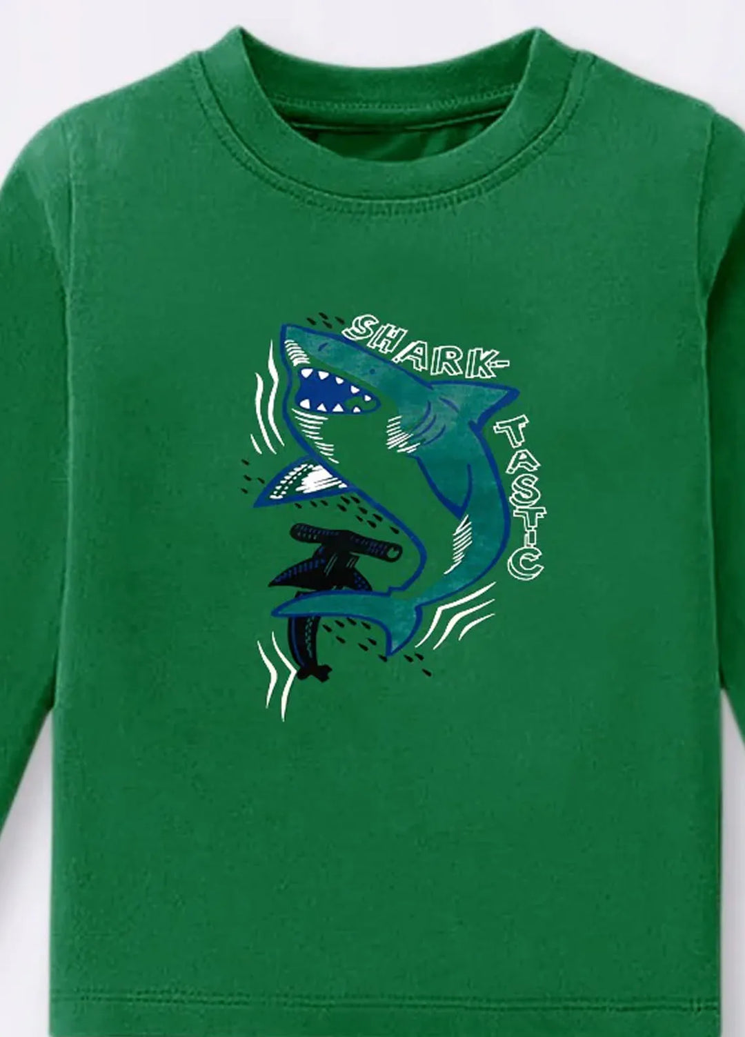 Baby Nest Green Shark tastic Printed Full Sleeves T shirt for Kids - BNDR-51