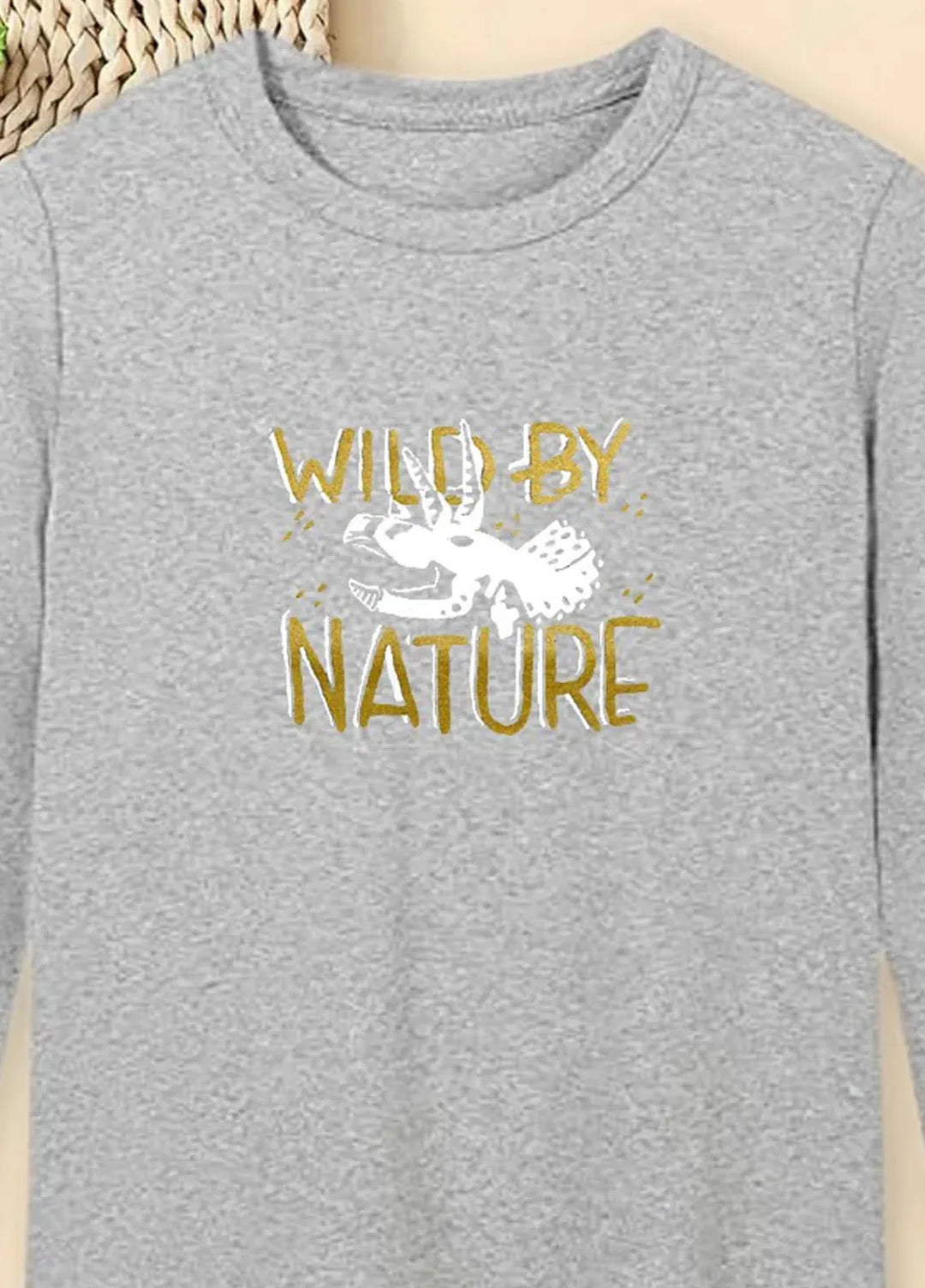 Baby Nest Grey Wild By Nature Printed Full Sleeves T shirt for Kids - BNDR-53