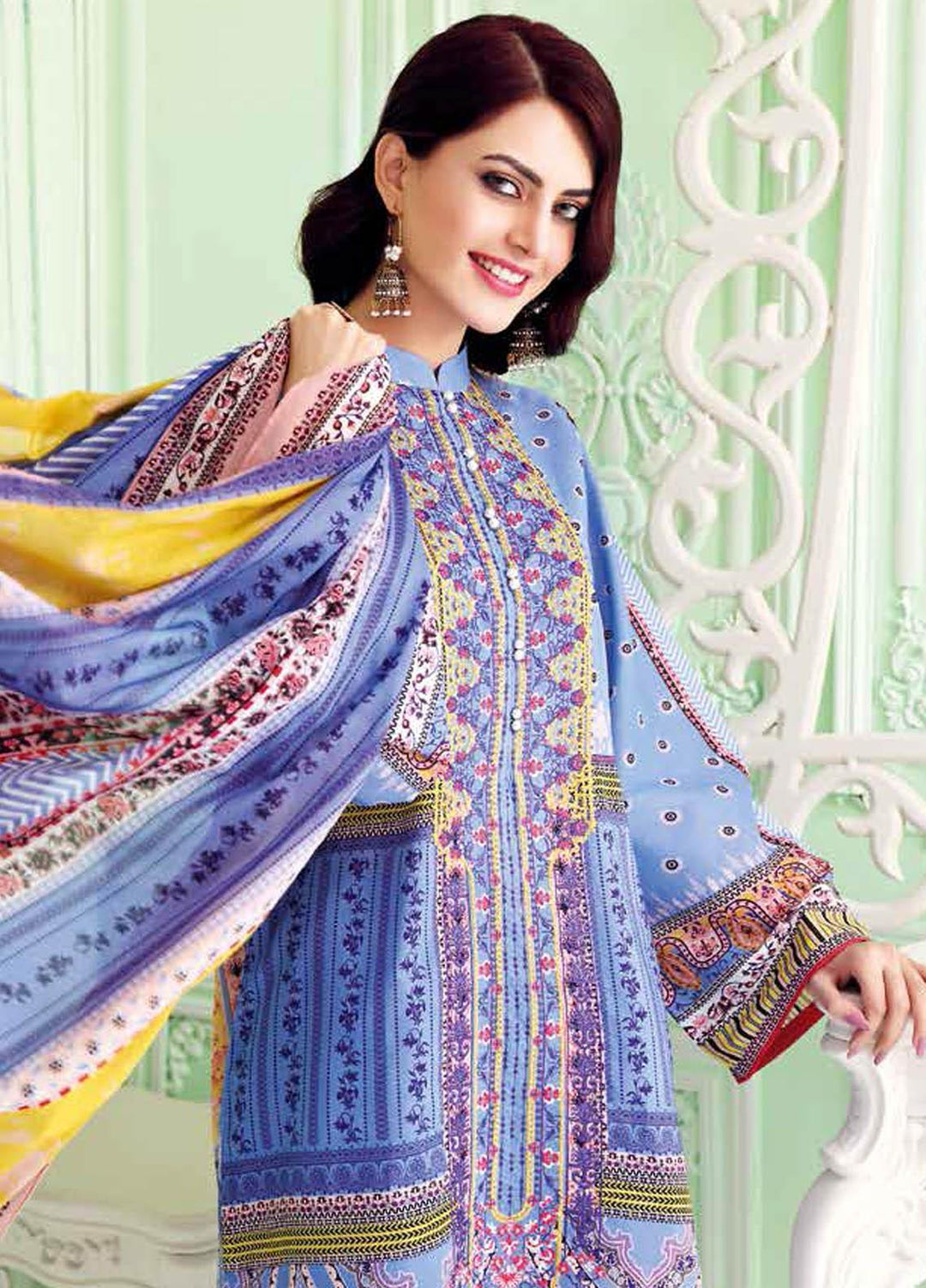 Gul Ahmed Embroidered Lawn Suits Unstitched 3 Piece GA21BL CL1017B - Summer Collection