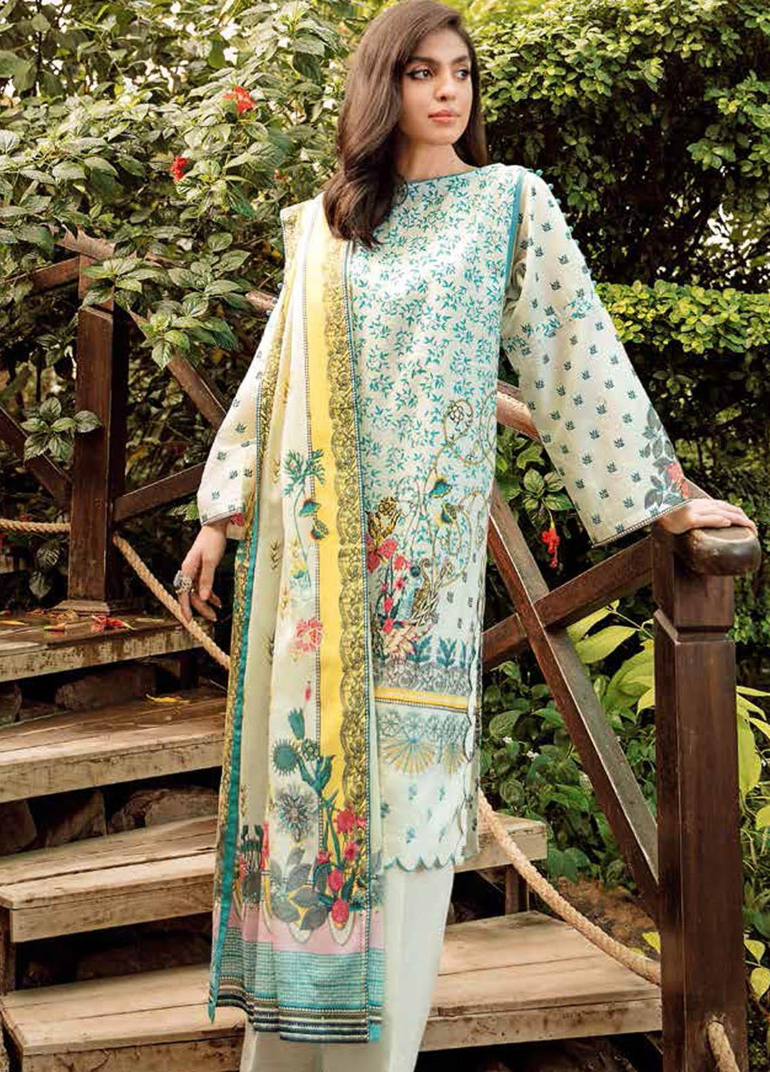 Gul Ahmed Embroidered Lawn Suits Unstitched 3 Piece GA21BL CL1024 - Summer Collection