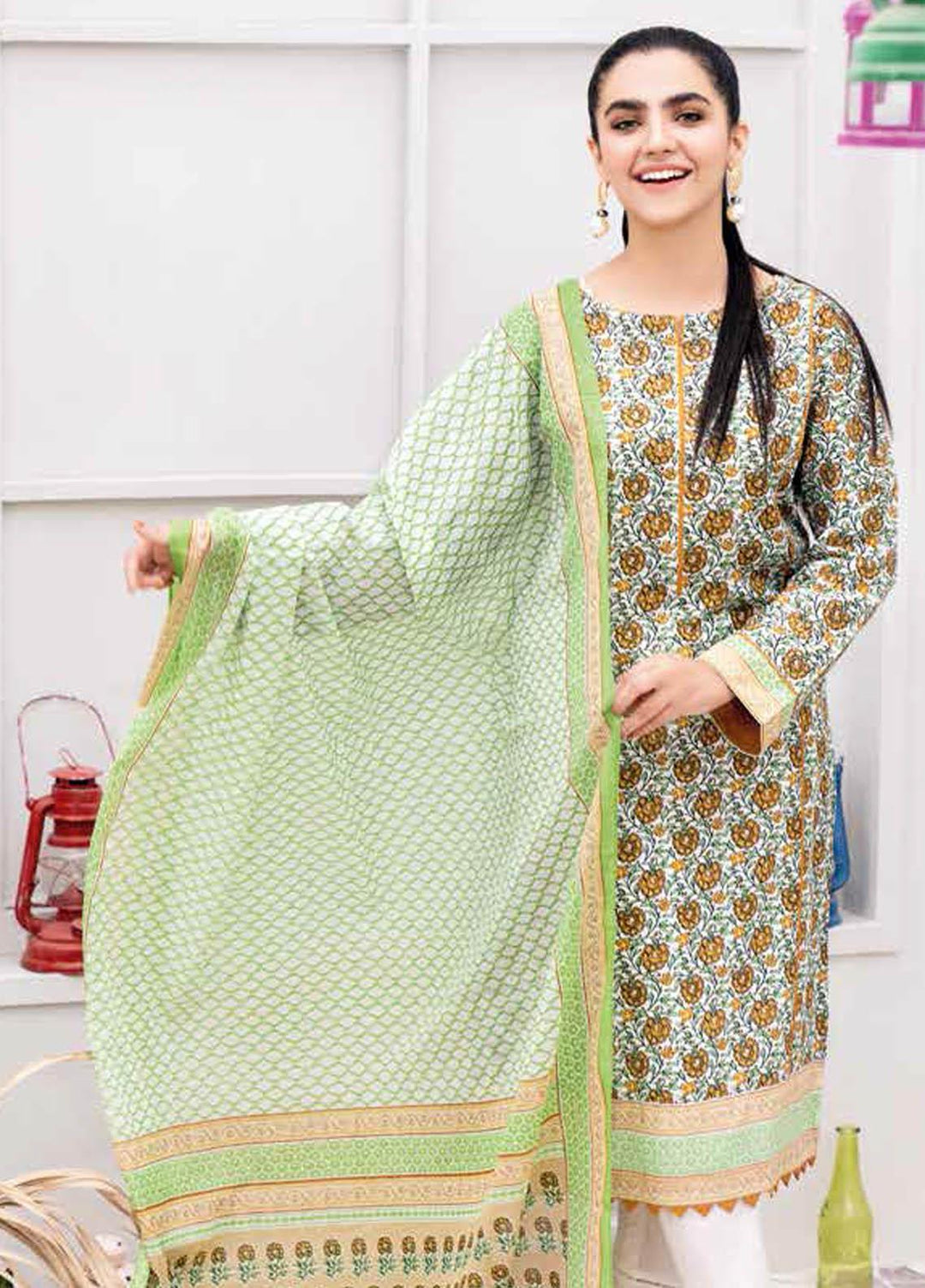 Gul Ahmed Printed Lawn Suits Unstitched 3 Piece GA21BL CL1025B - Summer Collection
