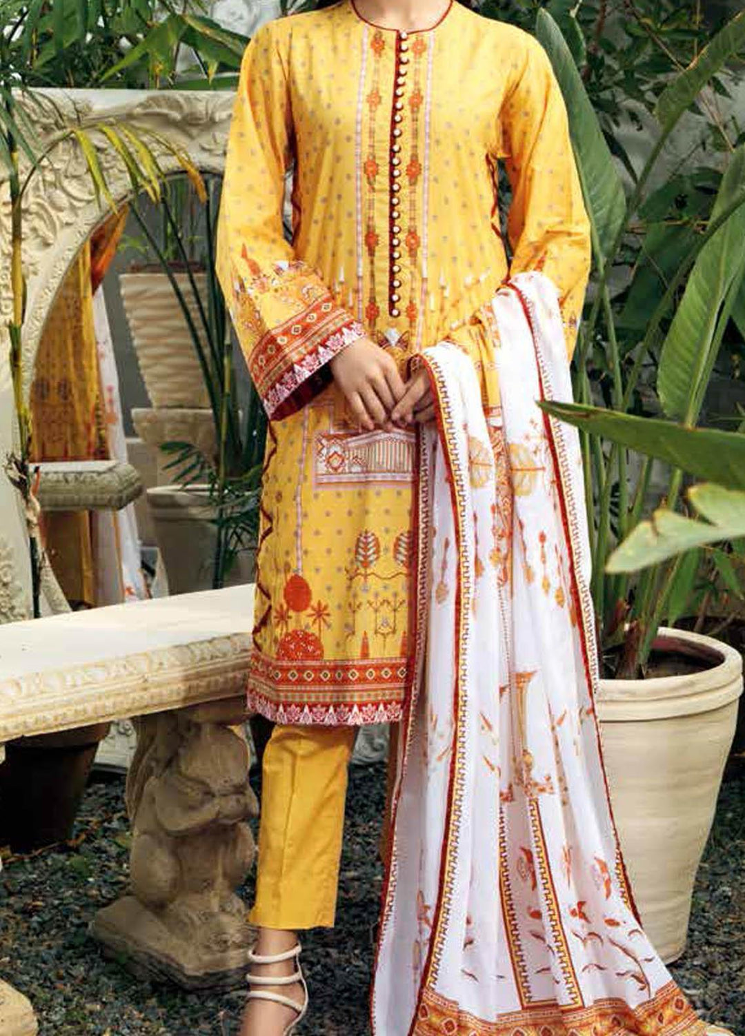 Gul Ahmed Printed Lawn Suits Unstitched 3 Piece GA21BL CL1028B - Summer Collection