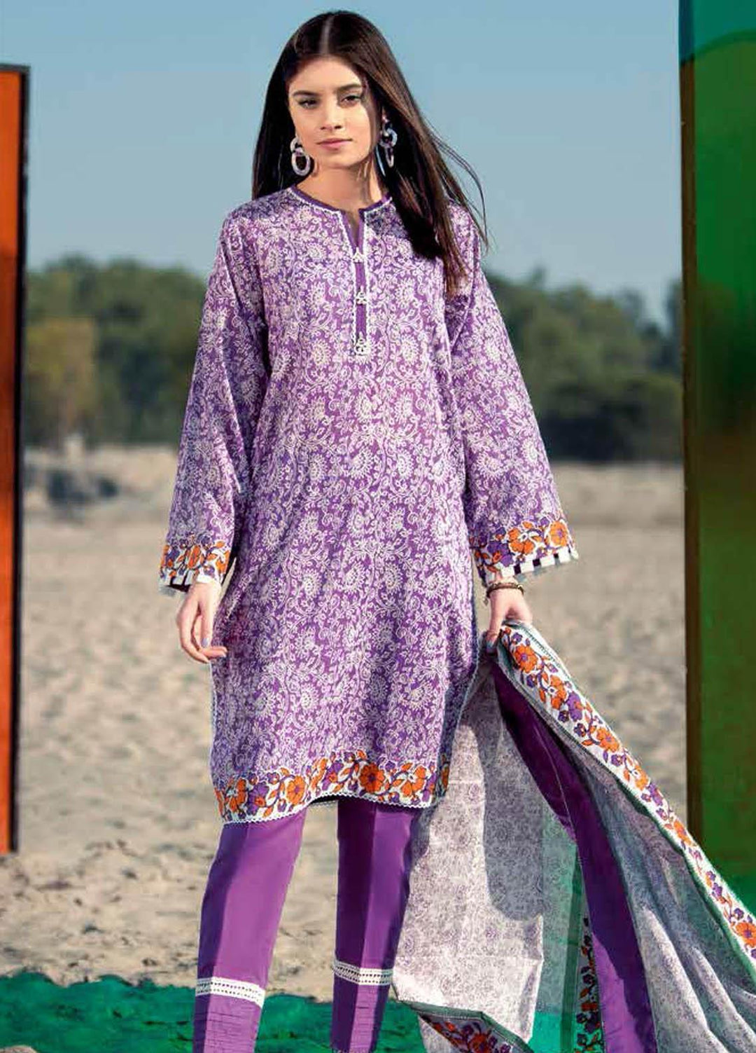 Gul Ahmed Printed Lawn Suits Unstitched 3 Piece GA21BL CL1029A - Summer Collection