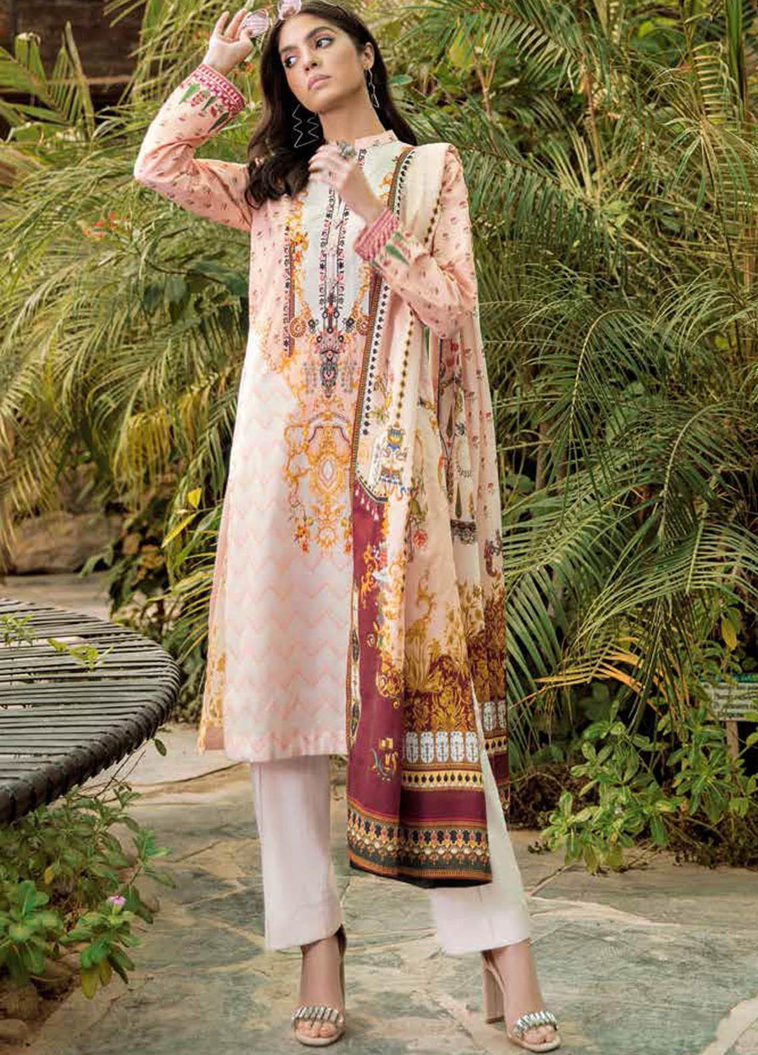 Gul Ahmed Embroidered Lawn Suits Unstitched 3 Piece GA21BL CL1035 - Summer Collection