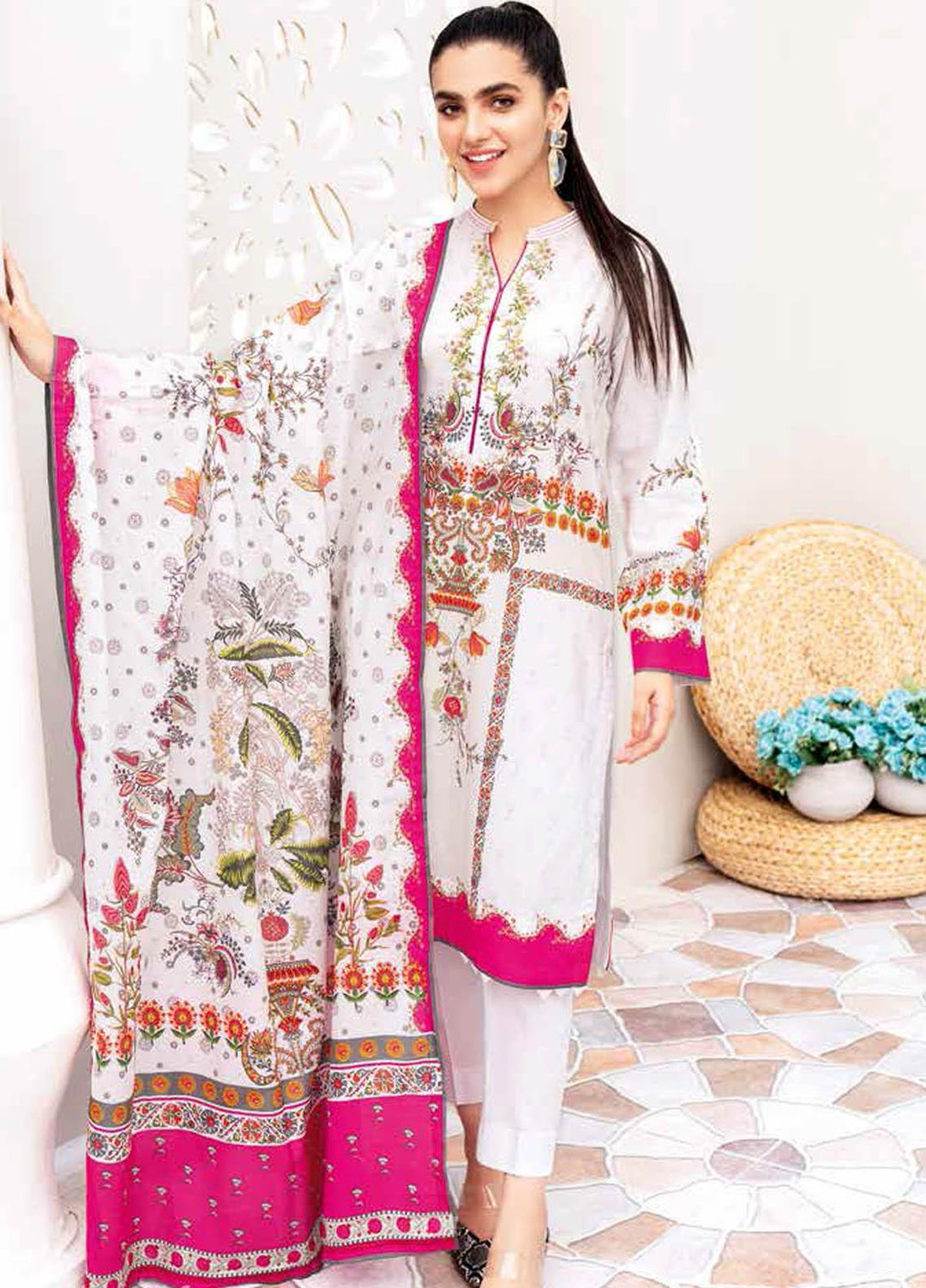 Gul Ahmed Printed Lawn Suits Unstitched 3 Piece GA21BL CL1037 - Summer Collection