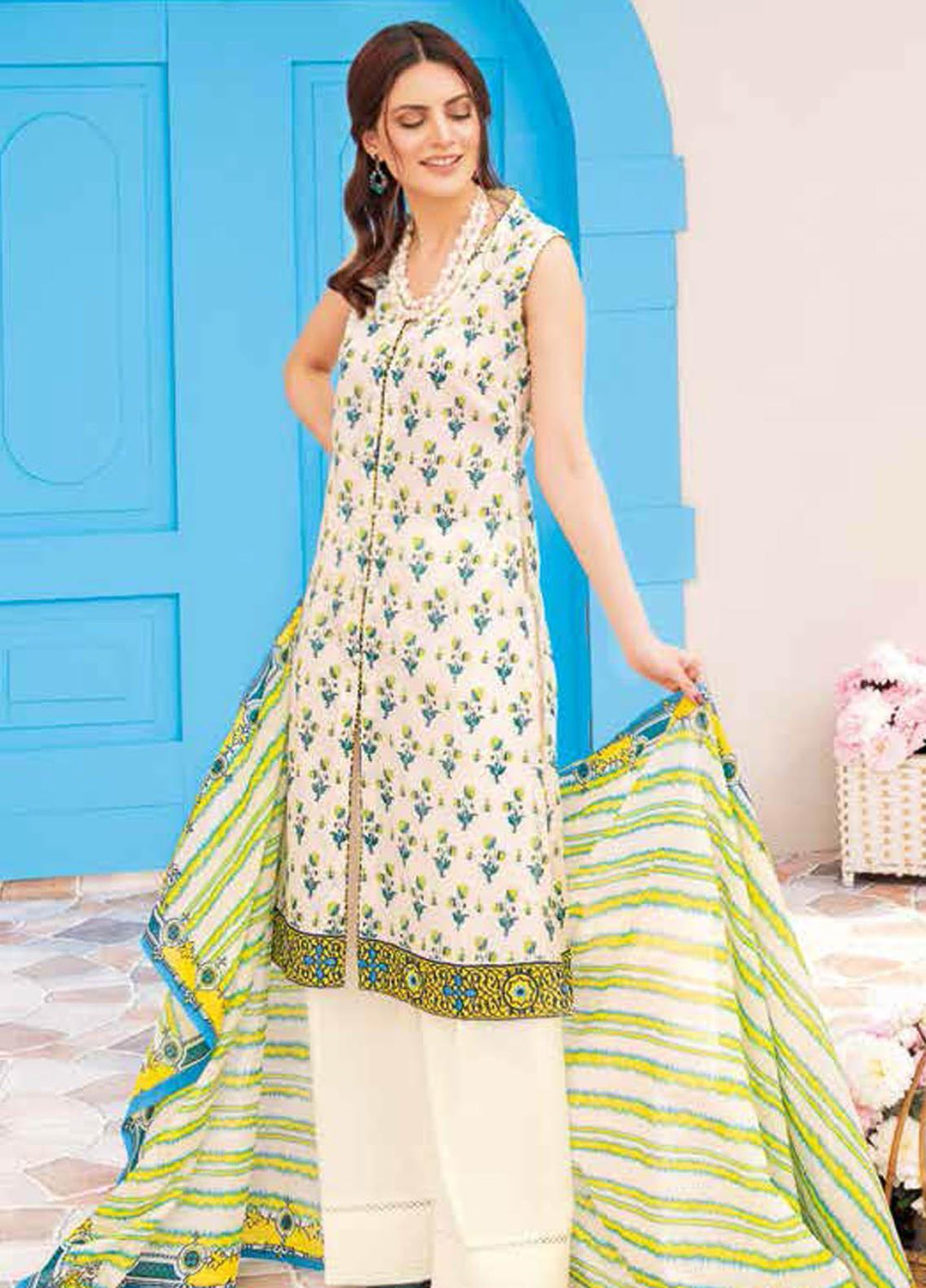 Gul Ahmed Printed Lawn Suits Unstitched 3 Piece GA21BL CL1040B - Summer Collection
