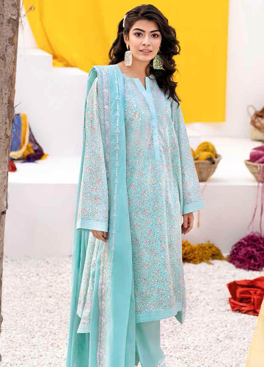 Gul Ahmed Embroidered Lawn Suits Unstitched 3 Piece GA21BL CL1043 - Summer Collection