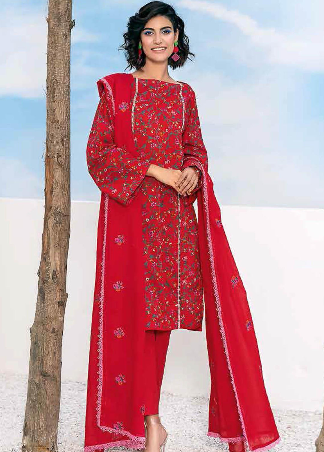 Gul Ahmed Embroidered Lawn Suits Unstitched 3 Piece GA21BL CL1045 - Summer Collection
