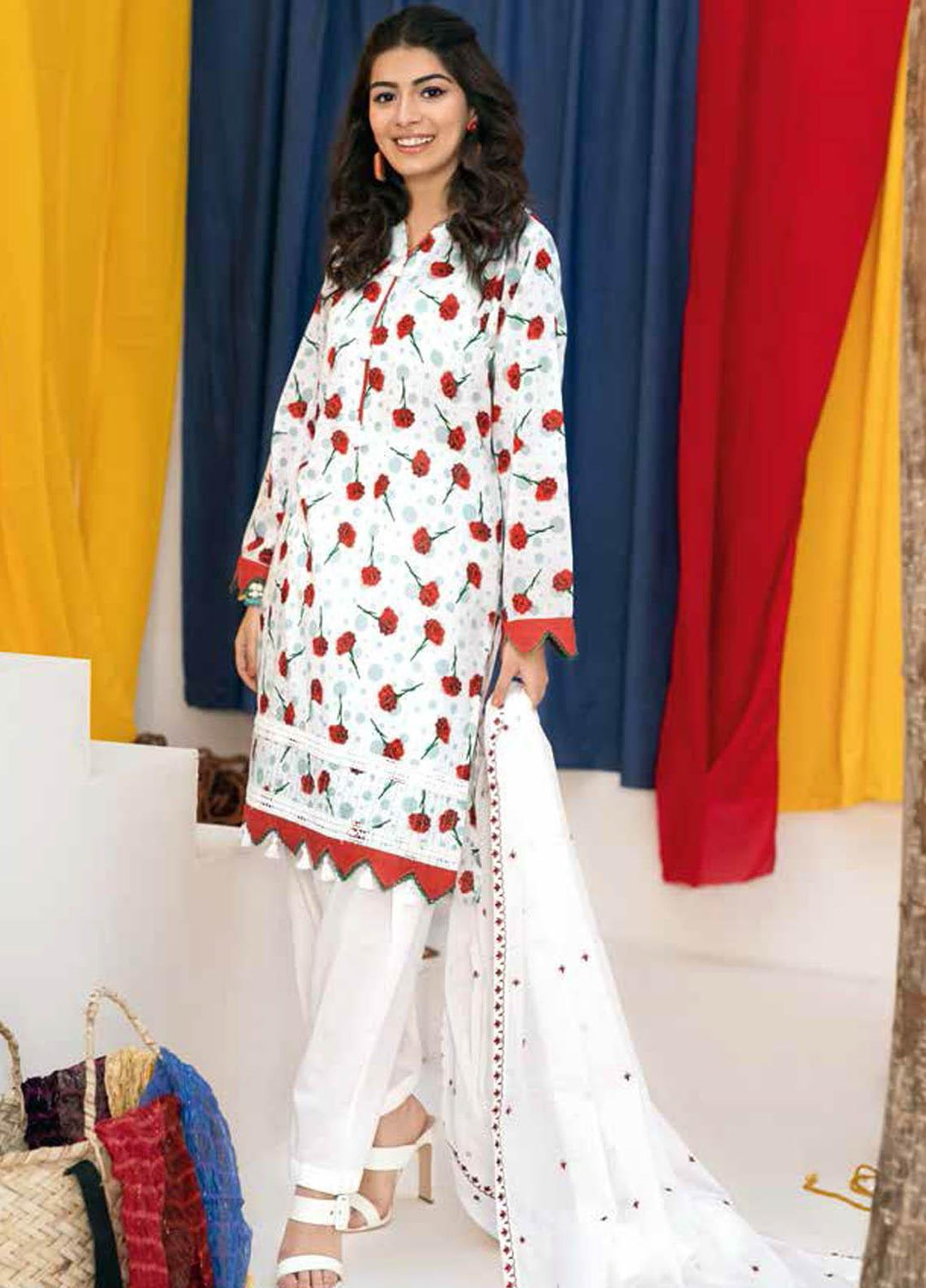 Gul Ahmed Embroidered Lawn Suits Unstitched 3 Piece GA21BL CL1046 - Summer Collection