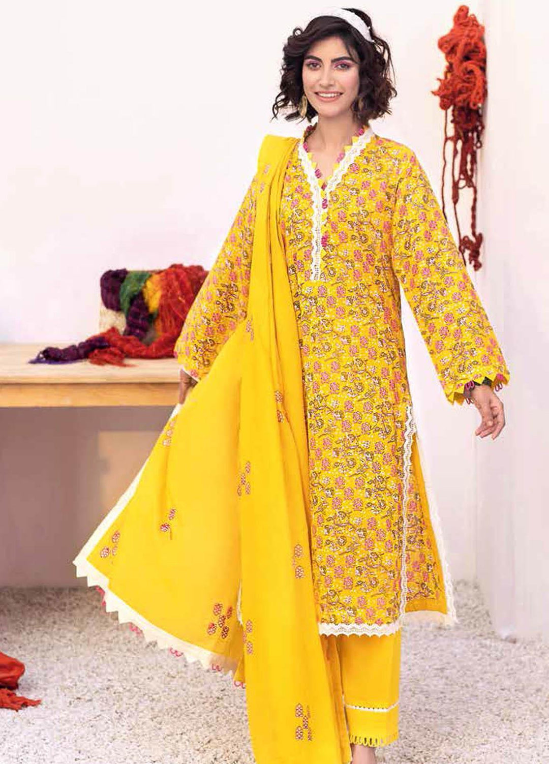 Gul Ahmed Embroidered Lawn Suits Unstitched 3 Piece GA21BL CL1048 - Summer Collection