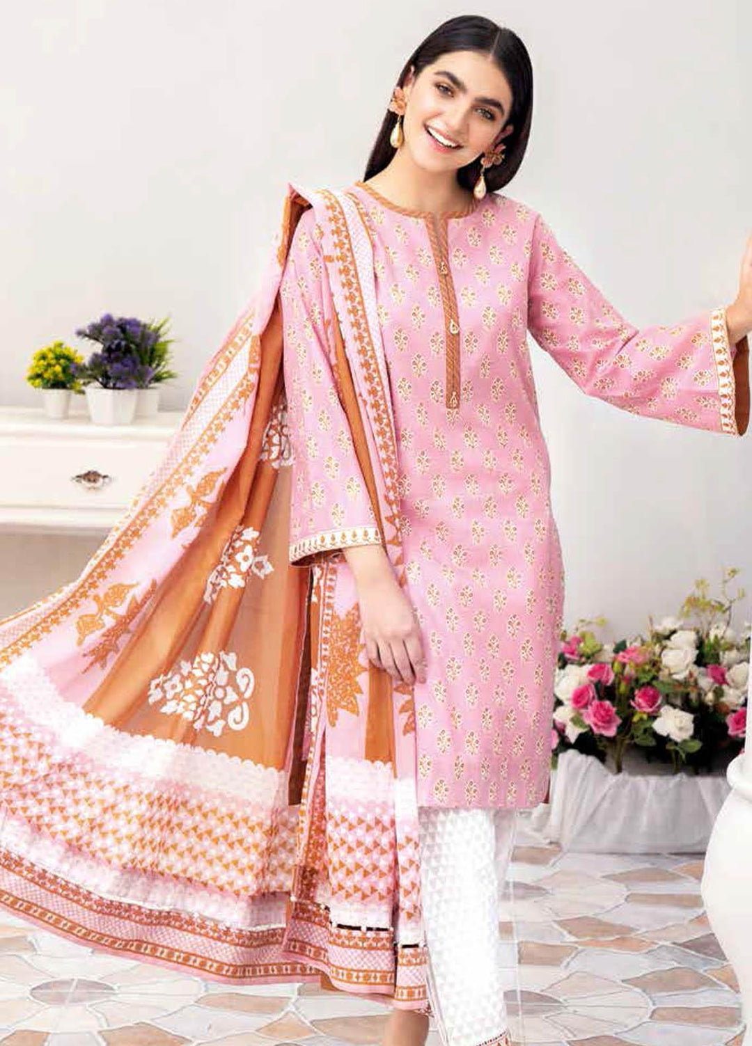 Gul Ahmed Printed Lawn Suits Unstitched 3 Piece GA21BL CL1066A - Summer Collection