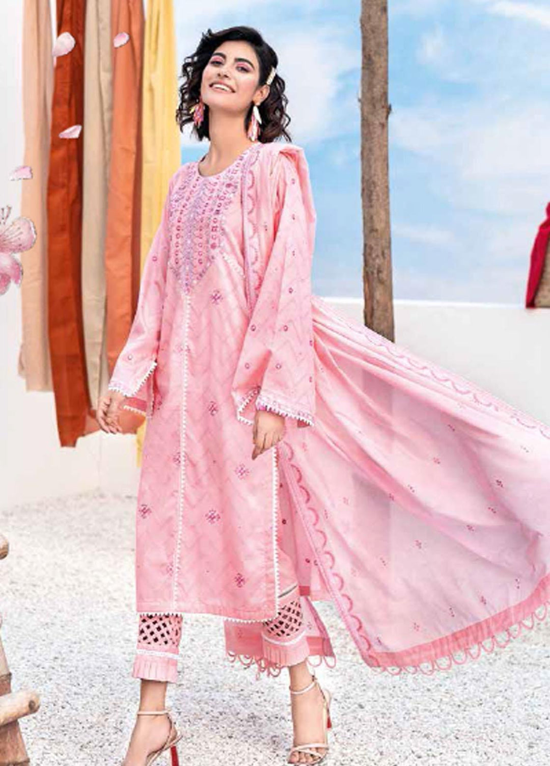 Gul Ahmed Embroidered Lawn Suits Unstitched 3 Piece GA21BL CL1069 - Summer Collection