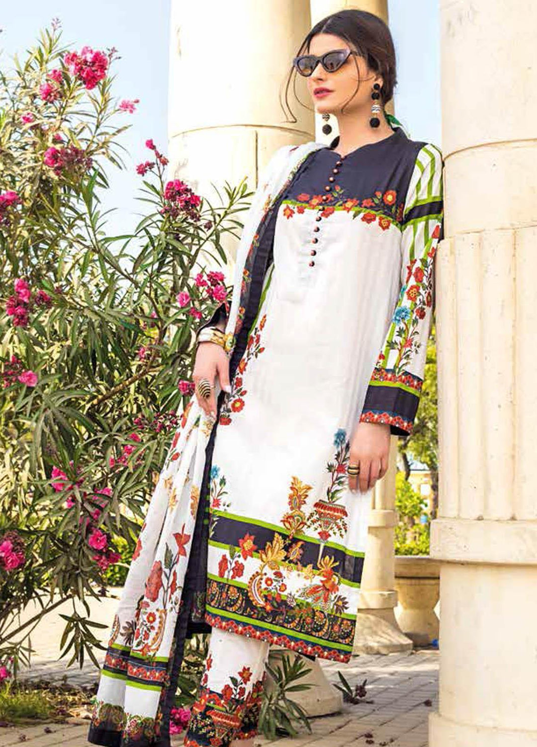 Gul Ahmed Printed Lawn Suits Unstitched 3 Piece GA21BL CL1071 - Summer Collection