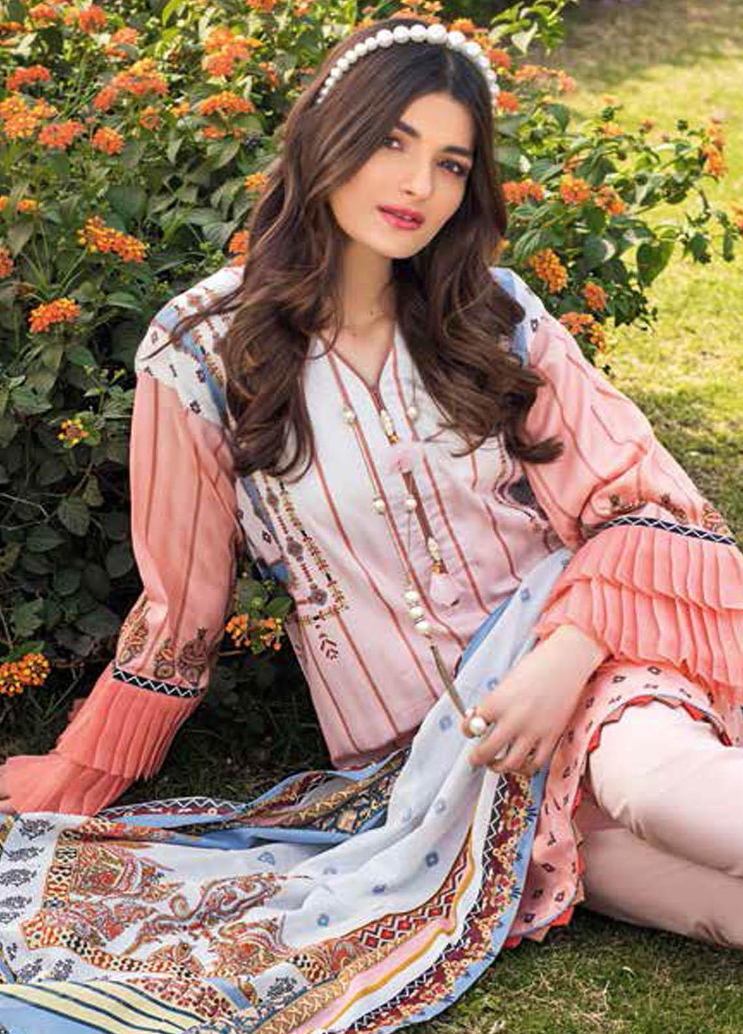 Gul Ahmed Printed Lawn Suits Unstitched 3 Piece GA21BL CL1072 - Summer Collection