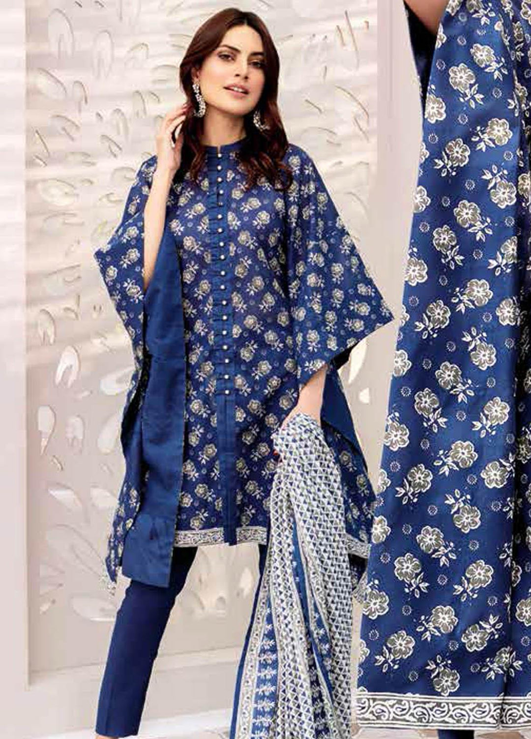 Gul Ahmed Printed Lawn Suits Unstitched 3 Piece GA21BL CL1078A - Summer Collection