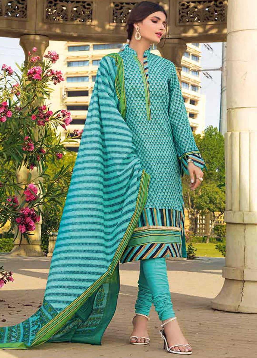 Gul Ahmed Printed Lawn Suits Unstitched 3 Piece GA21BL CL1080B - Summer Collection