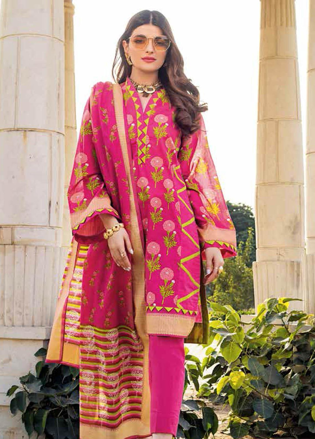 Gul Ahmed Printed Lawn Suits Unstitched 3 Piece GA21BL CL1085A - Summer Collection