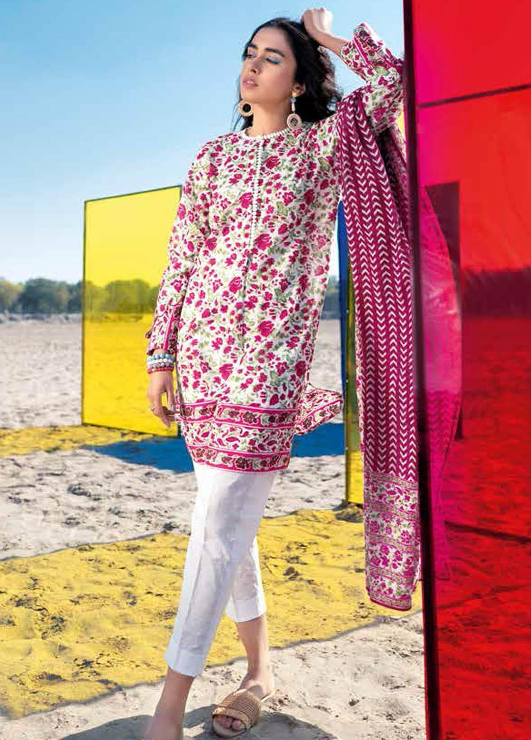 Gul Ahmed Printed Lawn Suits Unstitched 3 Piece GA21BL CL1130A - Summer Collection
