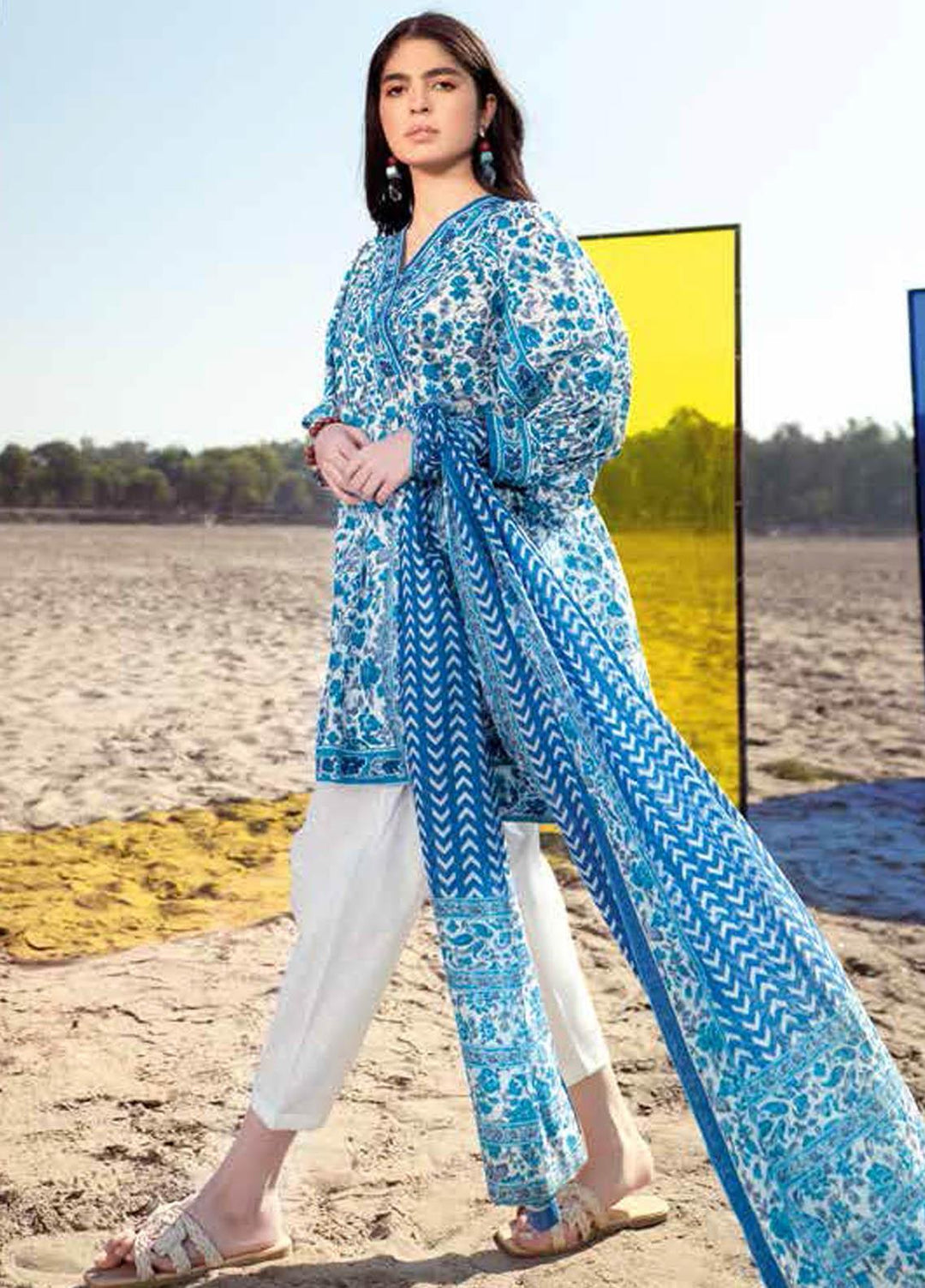 Gul Ahmed Printed Lawn Suits Unstitched 3 Piece GA21BL CL1130B - Summer Collection