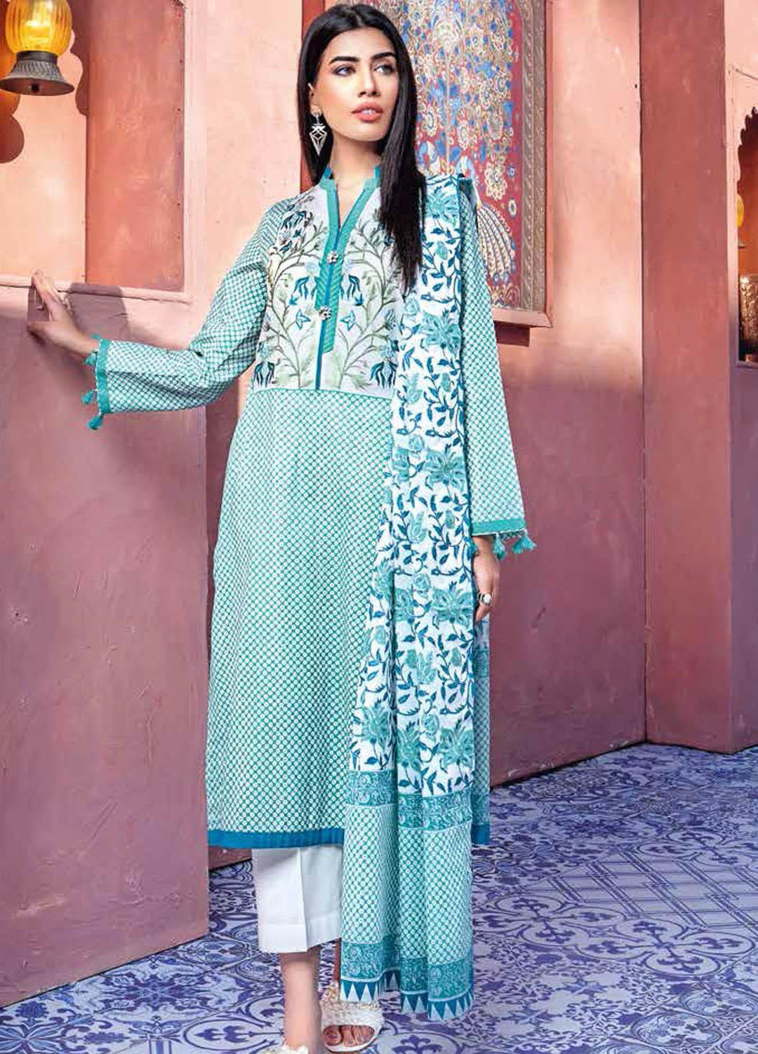 Gul Ahmed Embroidered Lawn Suits Unstitched 3 Piece GA21BL CL1149A - Summer Collection