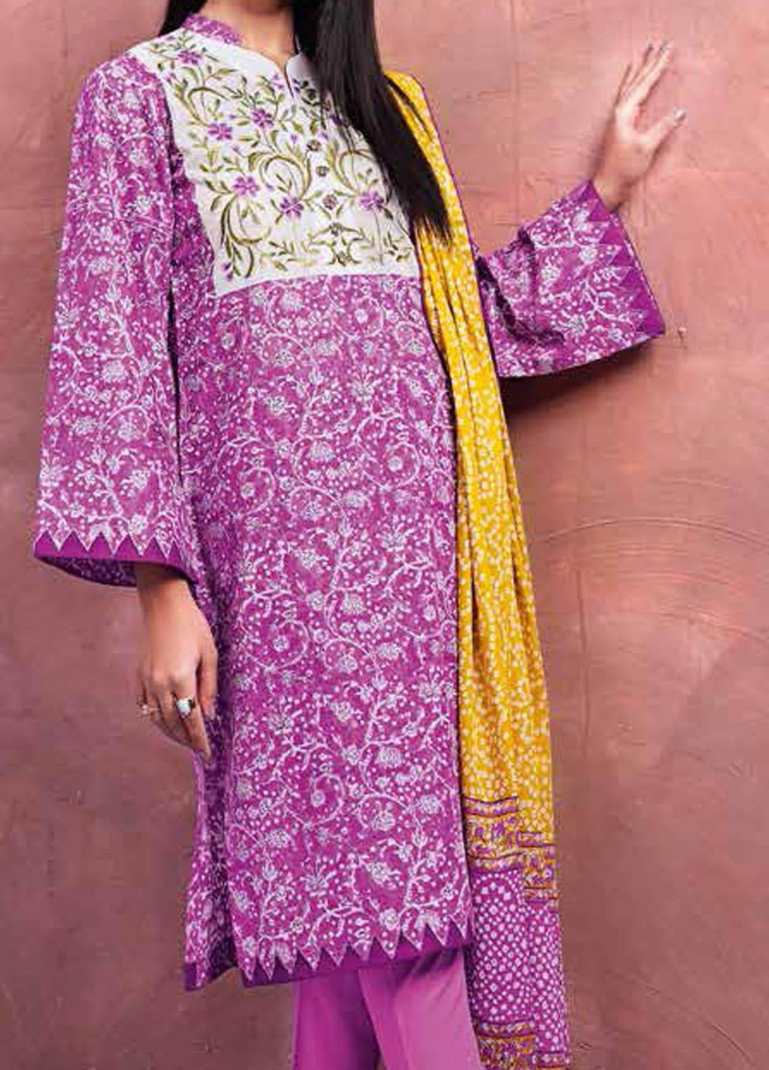 Gul Ahmed Embroidered Lawn Suits Unstitched 3 Piece GA21BL CL1151A - Summer Collection