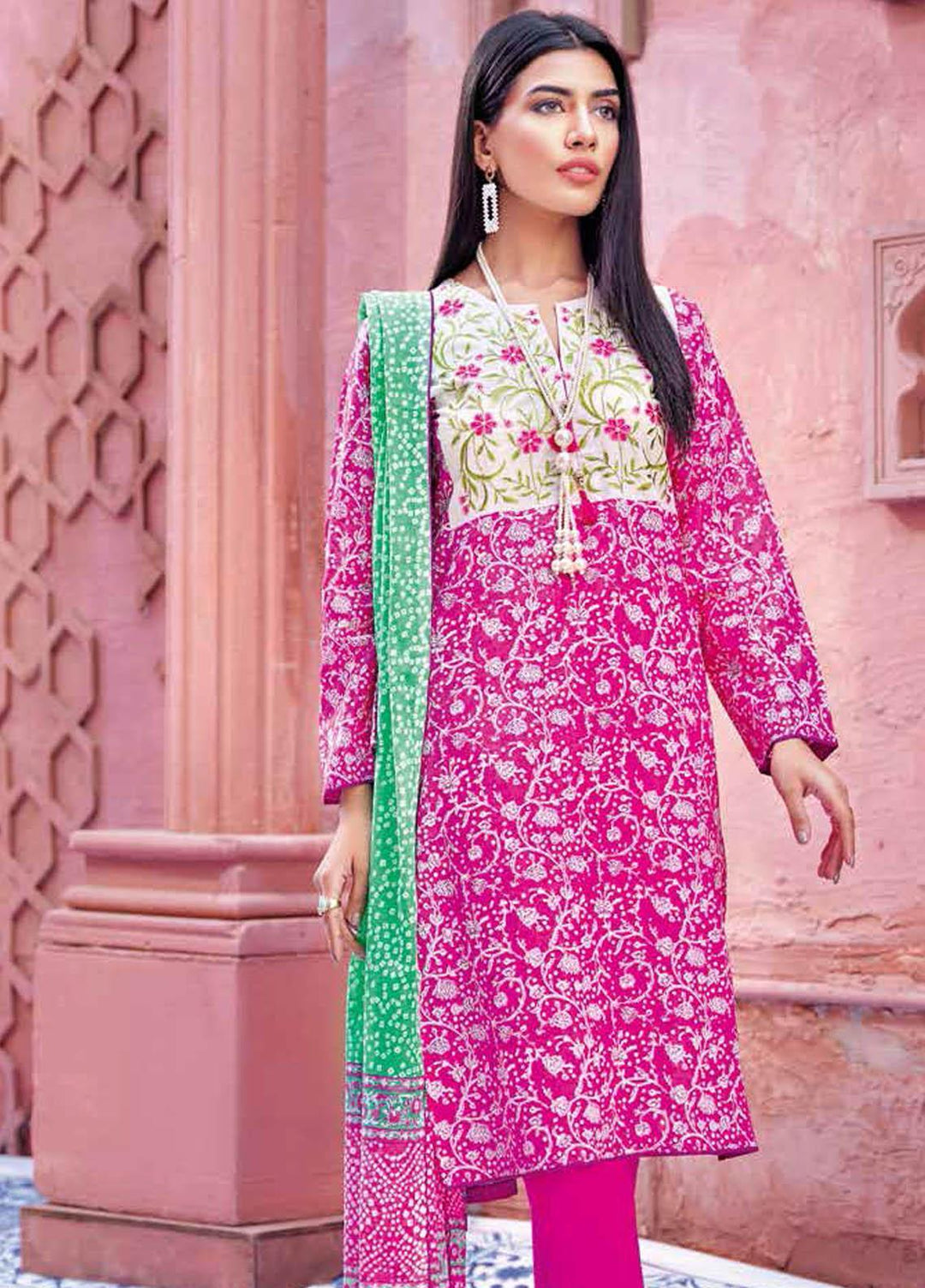 Gul Ahmed Embroidered Lawn Suits Unstitched 3 Piece GA21BL CL1151B - Summer Collection