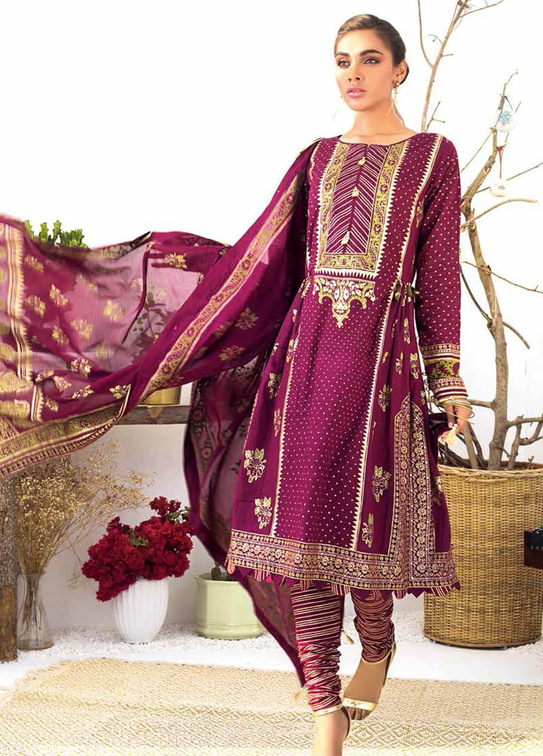 Gul Ahmed Printed Lawn Suits Unstitched 3 Piece GA21BL CL1158 - Summer Collection