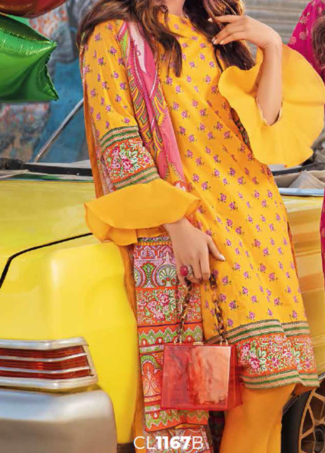 Gul Ahmed Printed Lawn Suits Unstitched 3 Piece GA21BL CL1167B - Summer Collection