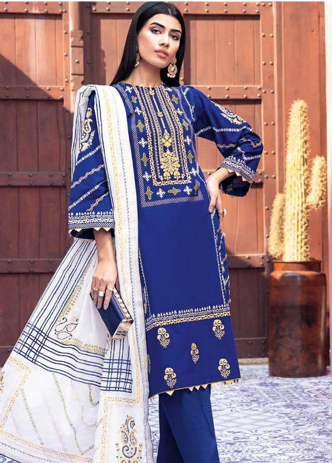 Gul Ahmed Embroidered Lawn Suits Unstitched 3 Piece GA21BL CL1170A - Summer Collection