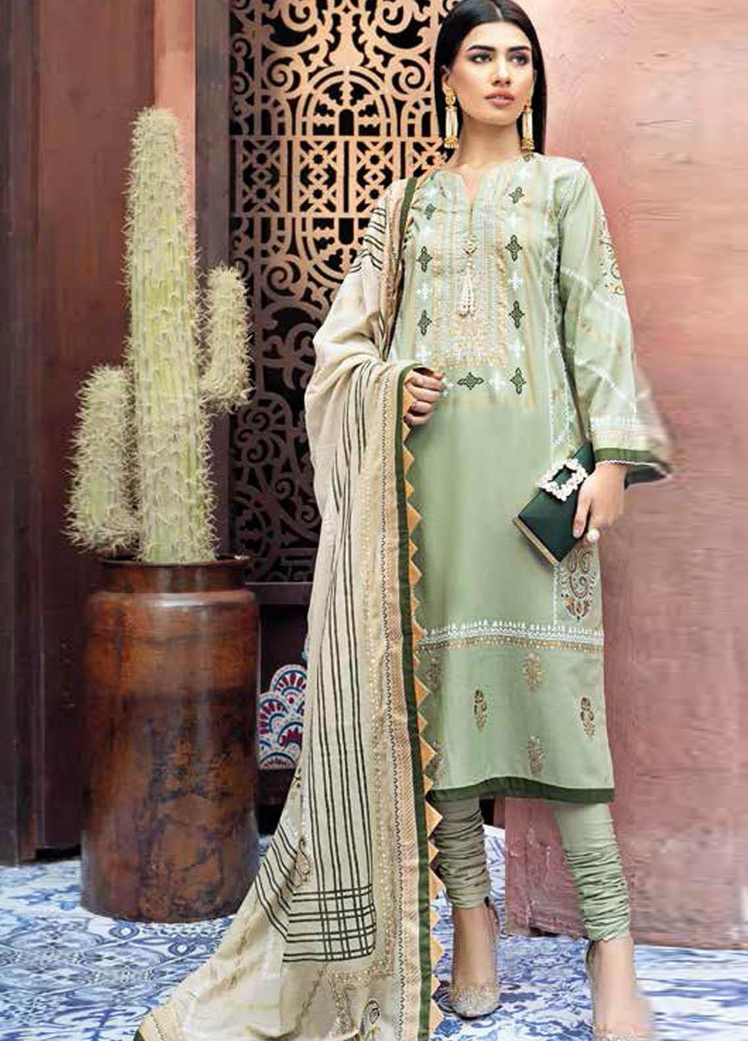 Gul Ahmed Embroidered Lawn Suits Unstitched 3 Piece GA21BL CL1170B - Summer Collection