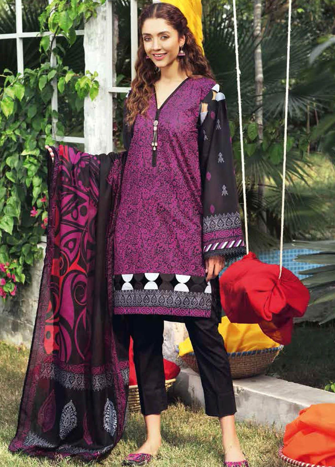 Gul Ahmed Printed Lawn Suits Unstitched 3 Piece GA21BL CL1180A - Summer Collection