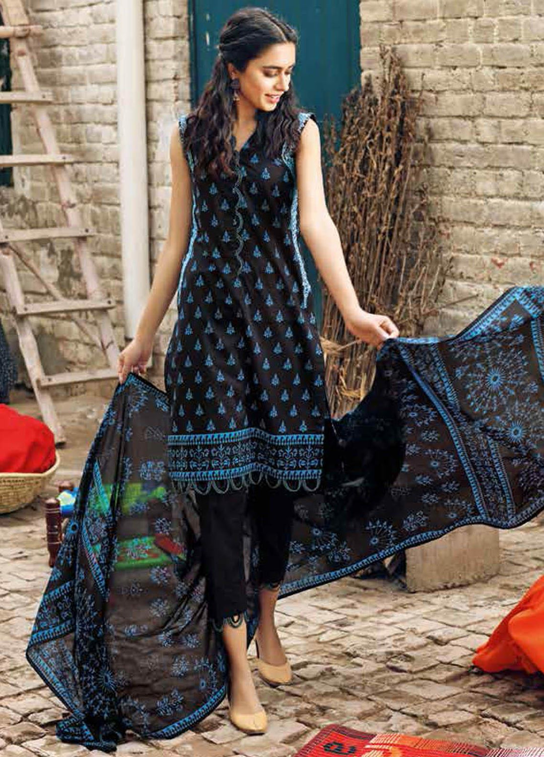 Gul Ahmed Embroidered Lawn Suits Unstitched 3 Piece GA21BL CL1182B - Summer Collection