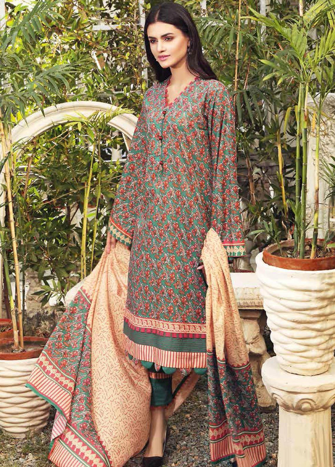 Gul Ahmed Printed Lawn Suits Unstitched 3 Piece GA21BL CL1185B - Summer Collection