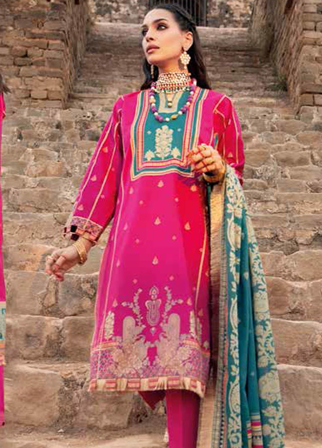 Gul Ahmed Printed Lawn Suits Unstitched 3 Piece GA21BL CL1186B - Summer Collection
